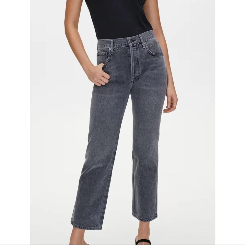 Agolde Ripley Gray Straight Leg Button Fly Women's Jeans Size 28